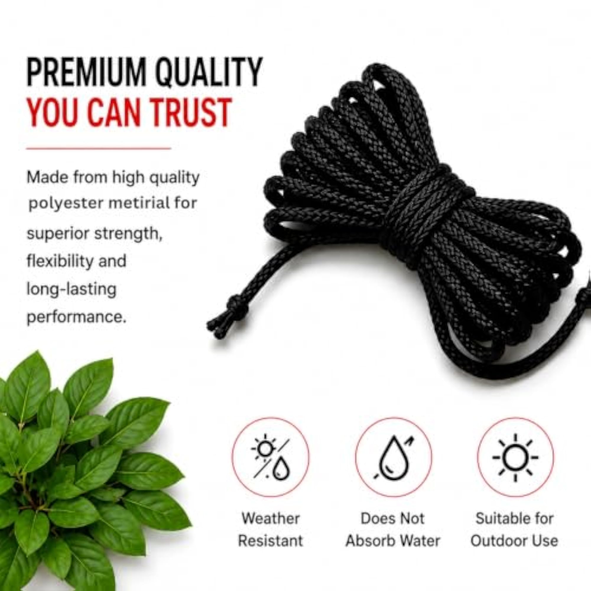 Braided Polyester Rope 4mm, Durable and Versatile